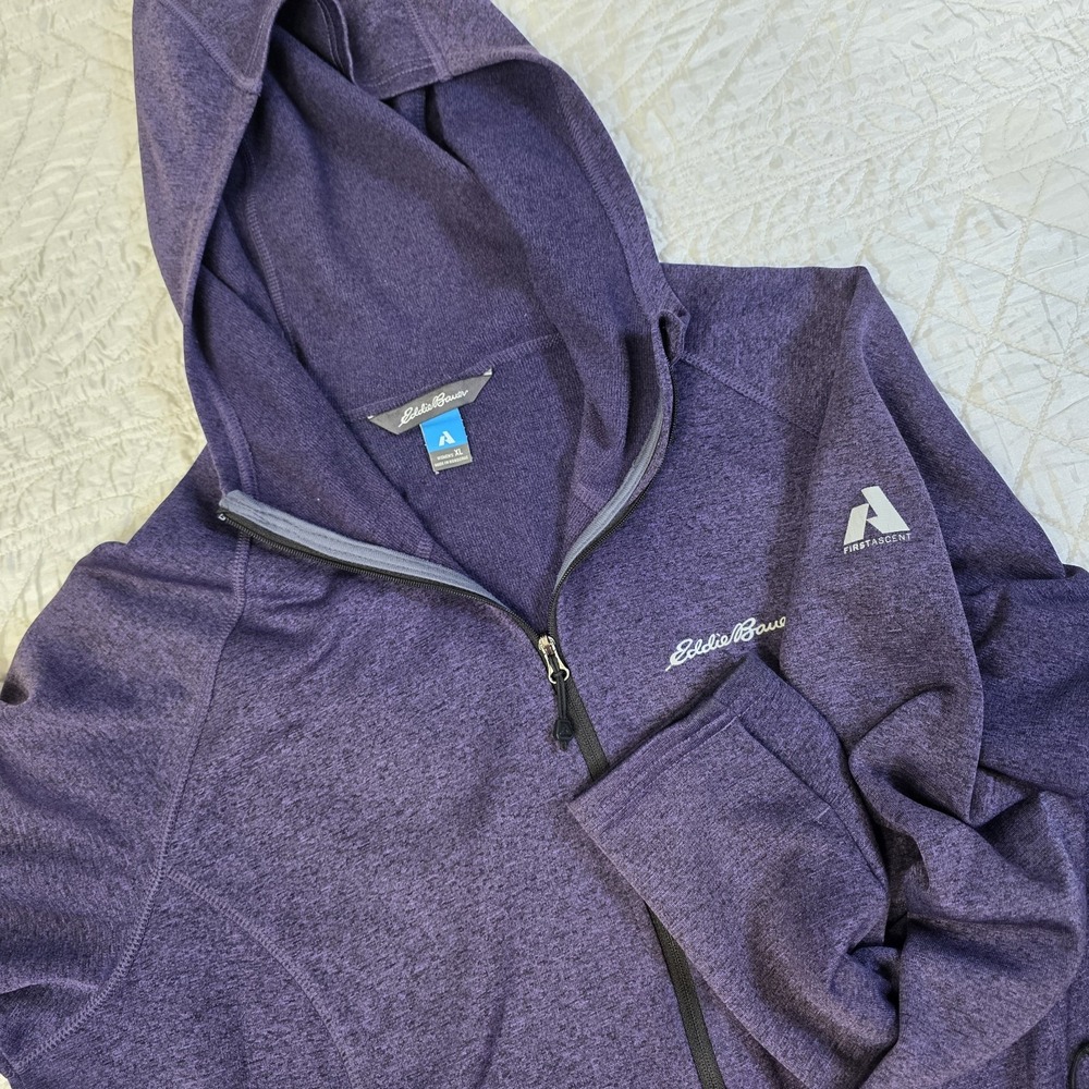 Eddie Bauer First Ascent Womens XL Purple Full Zip Fleece Hoodie Jacket Gorecore